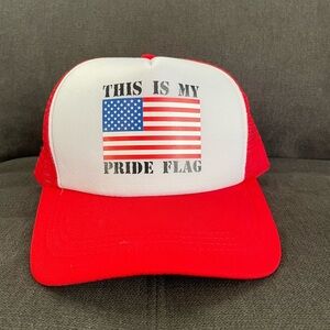 Red and White Pride Flag Trucker Hat